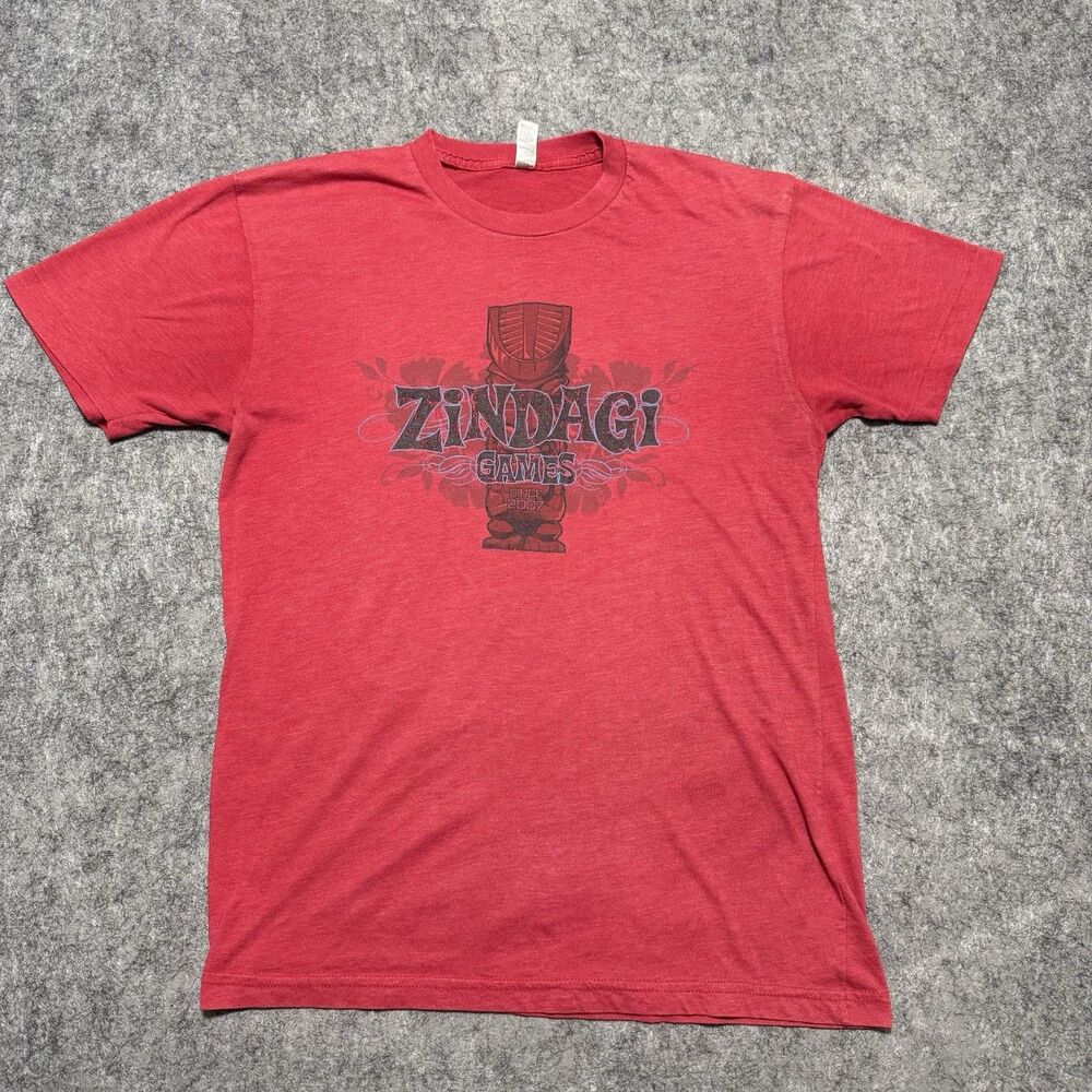 Vtg 2007 Zindagi Games Sony PlayStation Shirt American Apparel 50/50 Red Mens M